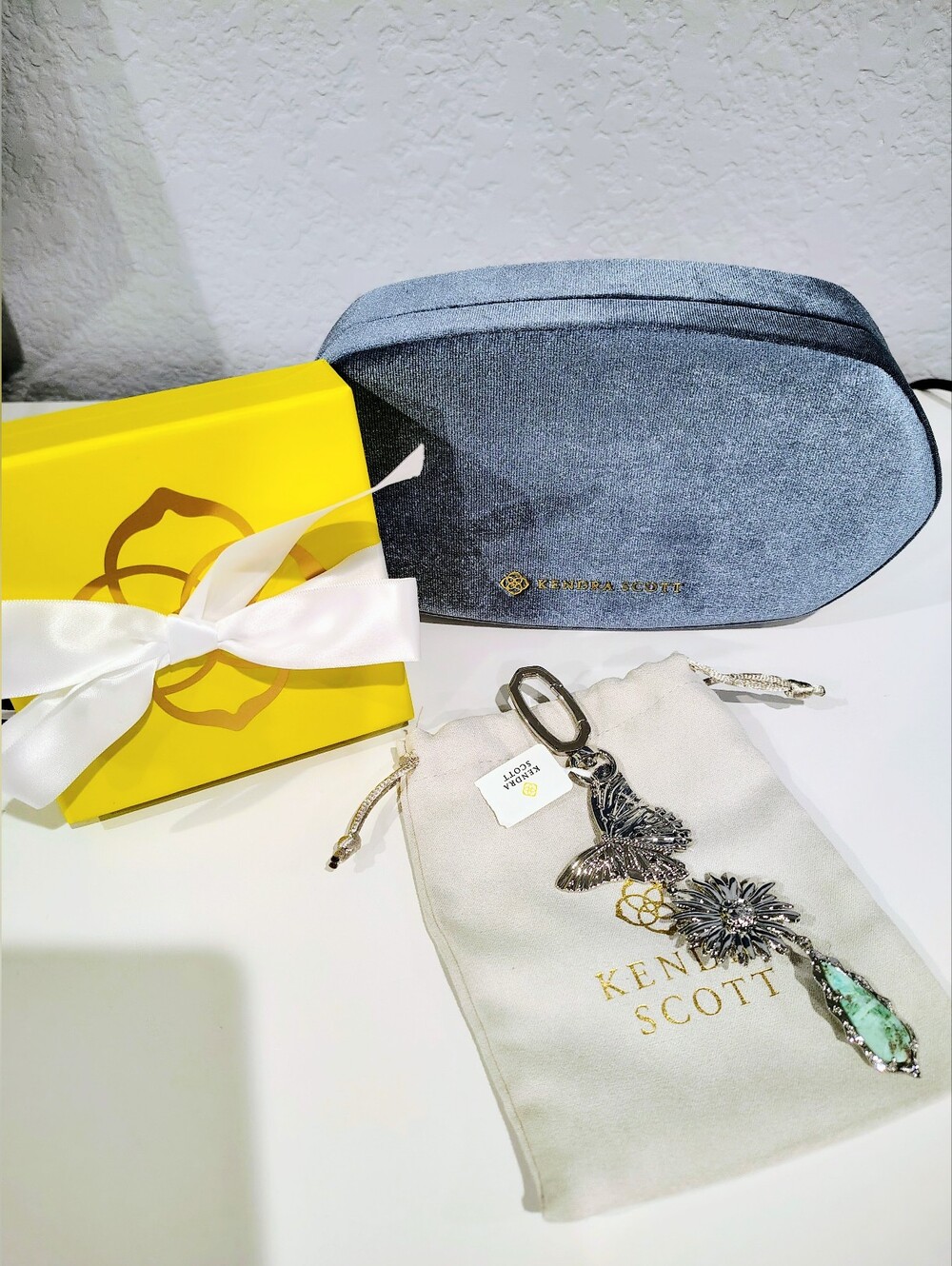 New* Kendra Scott Gift Set: Blue Jewelry box & Butterfly Bag Charm